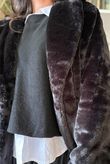 Mara Luxury Faux Fur Long Coat Black 